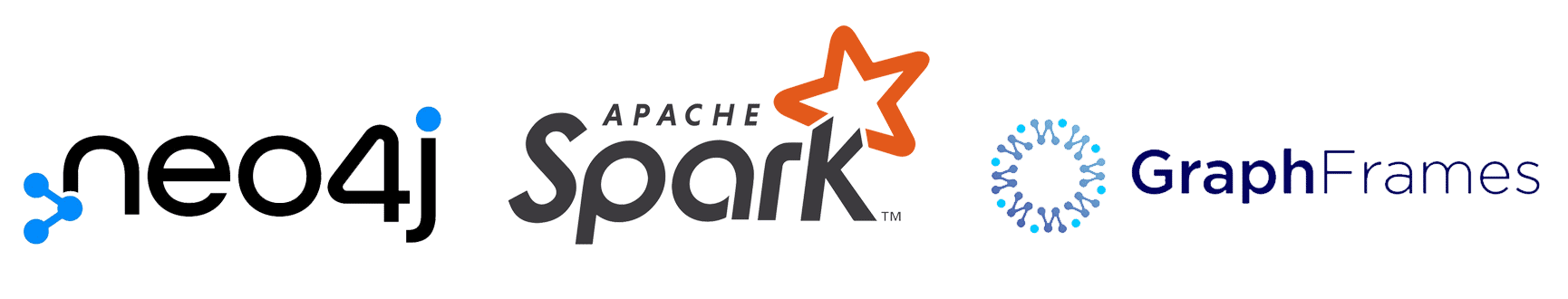 Neo4j Logo -> Apache PySpark Logo -> GraphFrames Logo